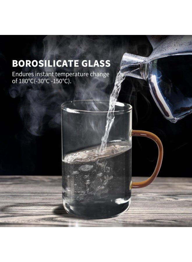 هوم زون 16.9 اونصة كوب شاي من زجاج البوروسيليكات مع سلة نقع وتصفية من الستانلس ستيل وغطاء كوب شاي لنقع الشاي السائب سعة 500 مل (شفاف/ذهبي) - Image 5